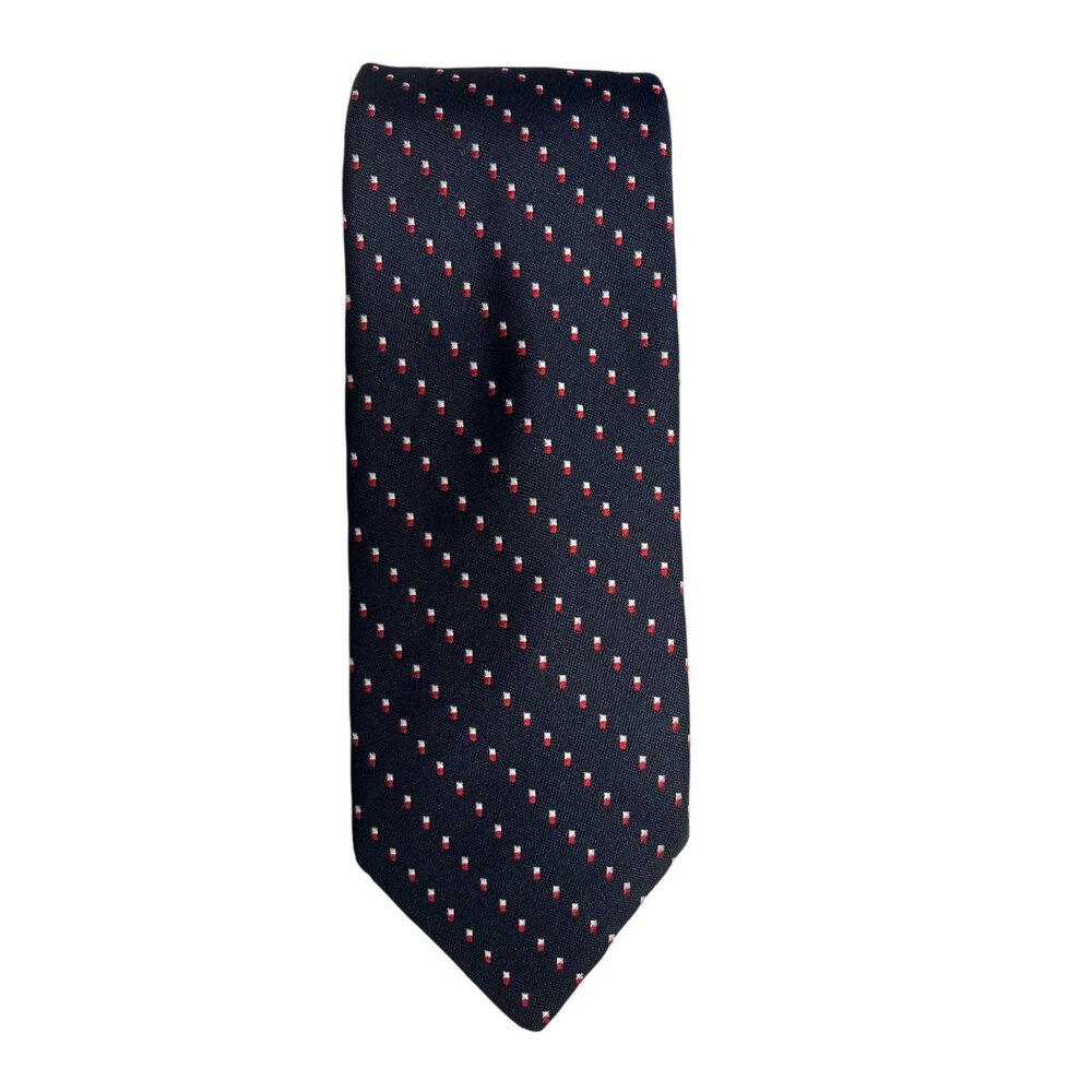 Cavalier Mens Navy Tie With Red & White Dotted Pattern